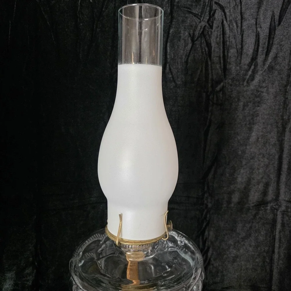 Antique Beaded Peanut Pattern Manganese Or Uranium Glass Oil Lamp Base Glows